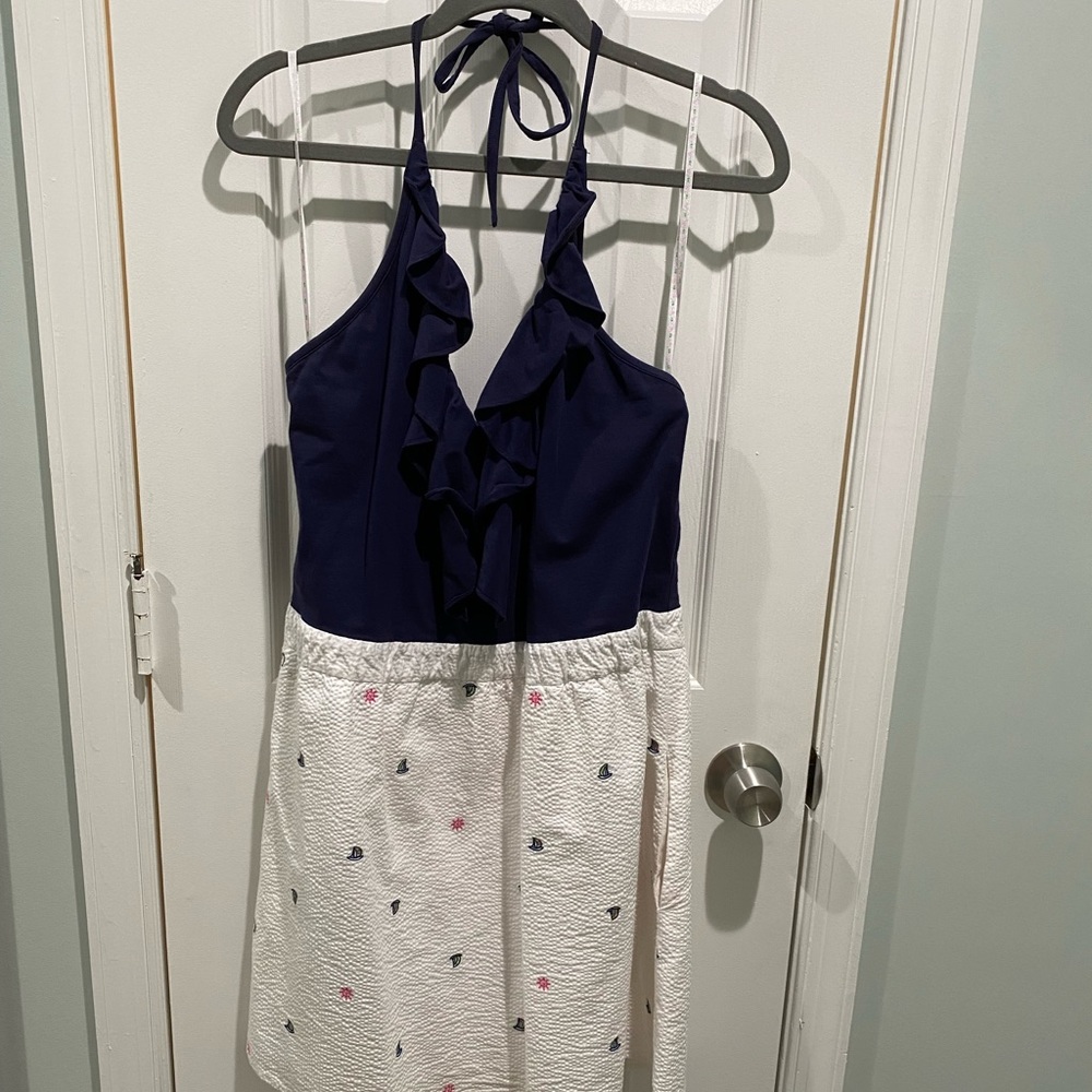 Lilly Pulitzer white seersucker halter top dress